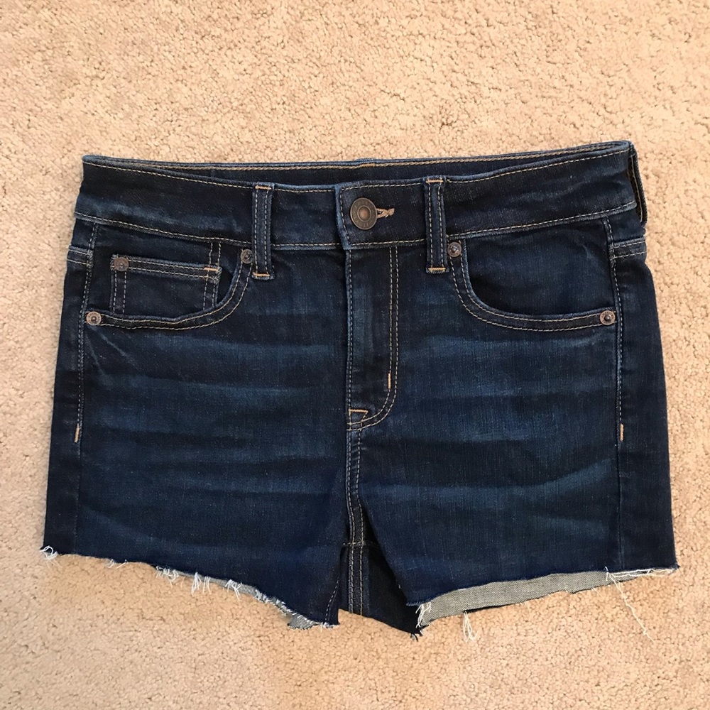 American Eagle Hi Rise Denim Shorts Cut Offs Altered Size 2 Next Level Stretch